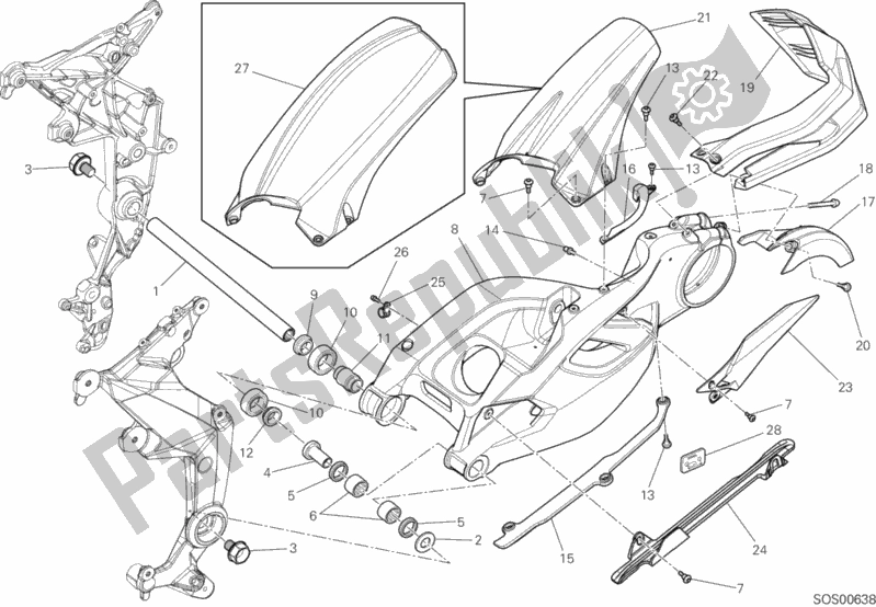Todas as partes de Braço Oscilante do Ducati Multistrada 1200 ABS 2013